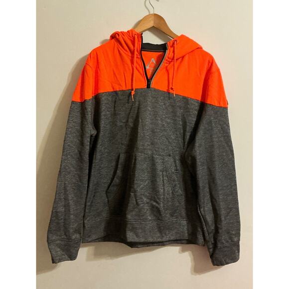 Men's Aeropostale A87 Neon Orange & Gray Hoodie Sweatshirt Size XL - Picture 1 of 8